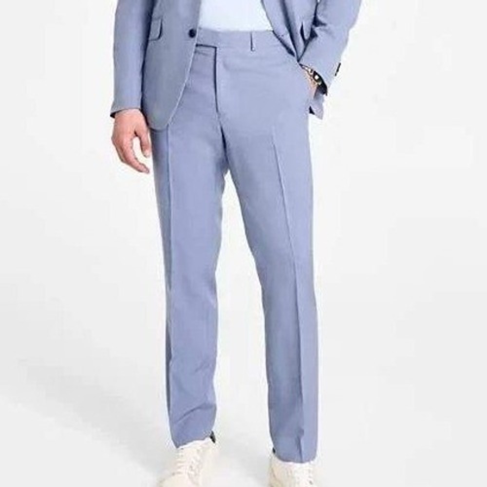 NWT Reaction Kenneth Cole Cork Dress Pants Men's 29x32 Light Blue Linen Cotton